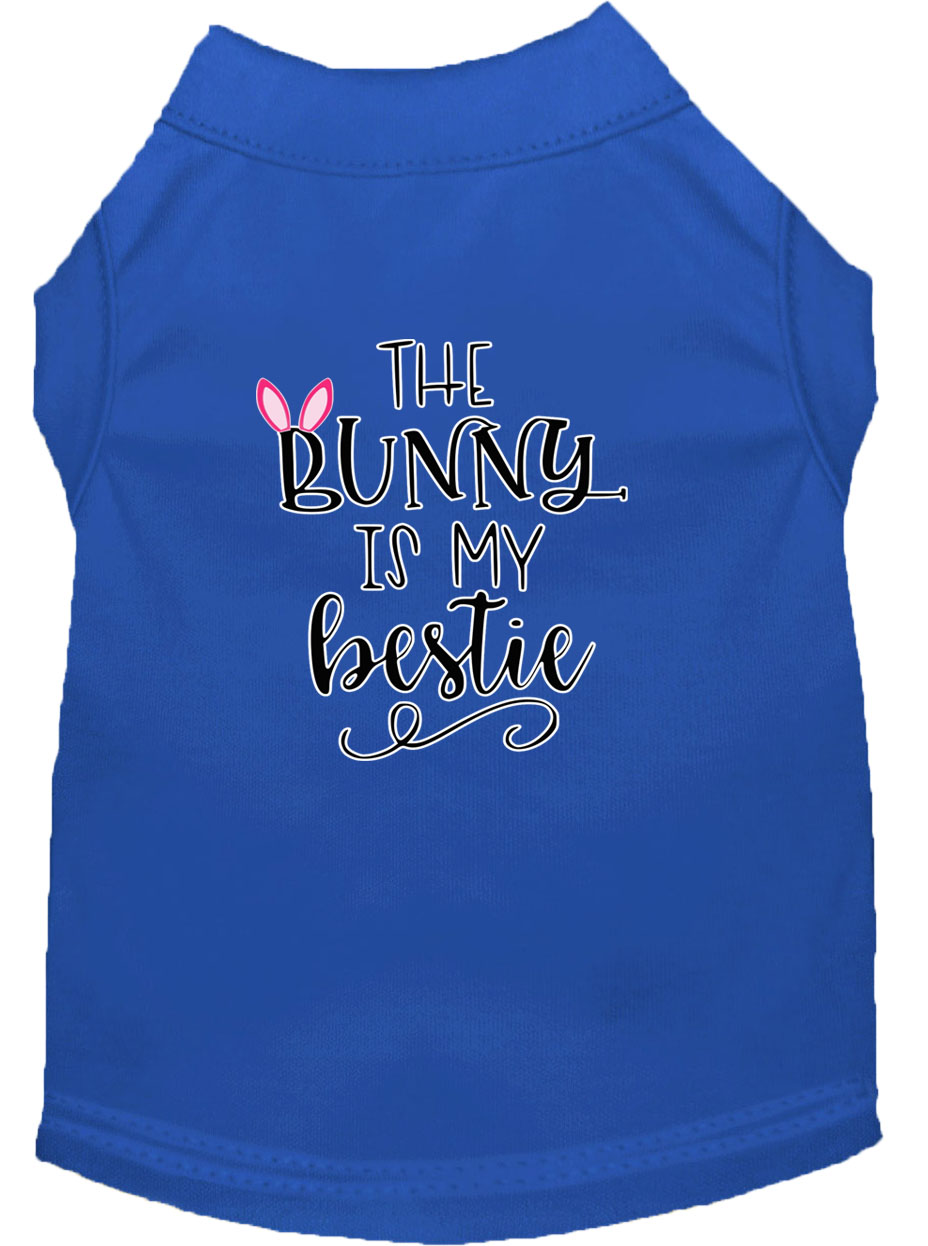 Bunny is my Bestie Screen Print Dog Shirt Blue Sm
